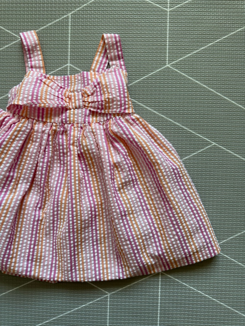 Bonnie Baby|Baby girl summer dress,pastel Striped Pink Seersucker Sundress•••18M